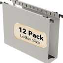 Nordun Extra Capacity Plastic Hanging File Folder Letter Size, 12 Pack Reinforced Hang Folders with Heavy Duty 2 Inch Expansion, Durable Hanging Organizer Designed for Bulky Files(Grey)