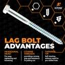 Concrete Anchors Set with 6" Lag Bolt, Lag Shield and Washer - 12 Sets per Pack - 1/2" Bolt Lag Screws 6-Inch for Parking Curb Stop - Galvanized Steel Lag Bolts