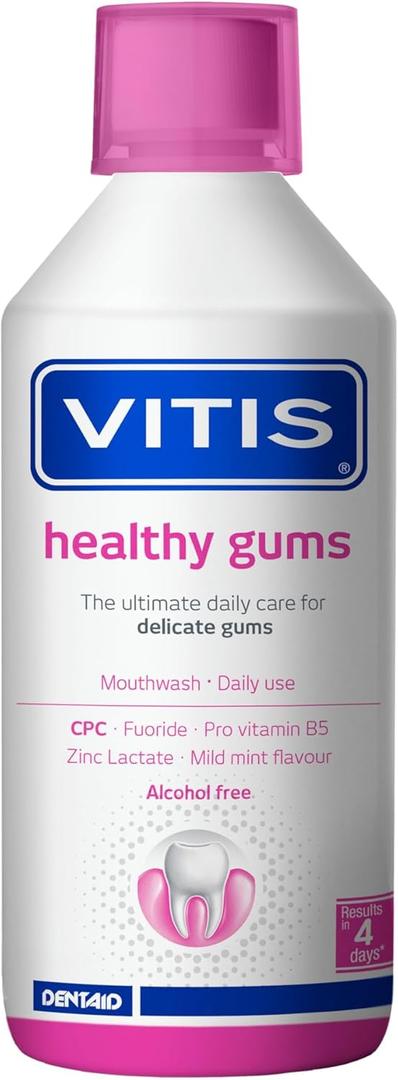 Vitis Gingival Mouthwash Panthenol Cetylpyridinium Chloride Zinc 500ml Mint Sensitive Gums