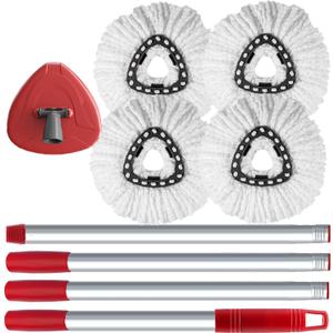 4 Pack Spin Mop Replacement Head Compatible with O-Cedar EasyWring 1 Tank, 30-58" Mop Handle Base and Microfiber Head Refills, Easy-to-Replace (White,1 Tank)