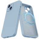 MCFANCE Silicone Magnetic for iPhone 14 Case, Compatible with MagSafe, Full Camera Protection Soft Anti-Scratch Microfiber Lining for iPhone 14 6.1 inch 2022, Mistblue