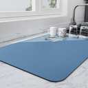 Ecotrim - Dish Drying Mat for Kitchen Counter | Coffee Bar Mat for Countertops | Heat Resistant Drainer Mat with Non-slip Rubber Backed | Hide Stain Kitchen Absorbent Draining Mat | Blue 16"x18"