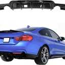 Rear Diffuser Compatible with 2014-2020 BMW 4 Series F32 F33 F36 M-Performance Style Rear Bumper Lower Lip Diffuser Double Exhaust One Outlet (Gloss Black)
