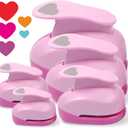 BearBoss 5 Pack Heart Punch, Craft Hole Punch Shapes, Pink Paper Puncher, Different Size of Scrapbooking Punches for Greeting Card Making, Handcraft, DIY Albums Photos, 0.3'' 0.6'' 1'' 1.5'' 2'' inch