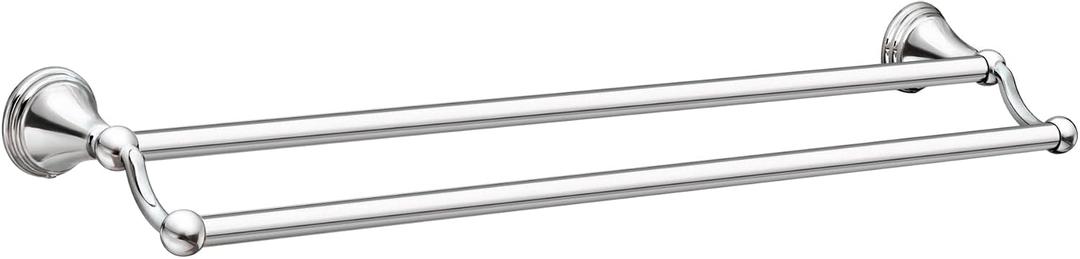 Moen DN8422CH Preston 24-Inch Bathroom Double Bar Towel Bar 5.38-Inches Deep, Chrome