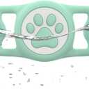 WhoseID IP68 Waterpoof Dog Airtag Holder, Stretchy Silicone Full Body Covered Apple Air Tag Holder for Dog Cat Collar Fit All Width Collar (Green, 1 Pack)