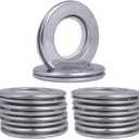 Stainless Steel Curtain Grommet, Inner Diameter Metal Curtain Rings with Eyelets 1-9/16"(40mm) Roman Ring Grommet Curtains Stainless For Bathroom Window,Set of 10 (Lighting Silver)
