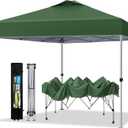 PHI VILLA Outdoor Pop up Canopy 10'x10' Tent Camping Sun Shelter-Series Party Tent, 100 Sq. Ft of Shade (Green)