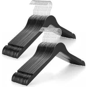 TOPIA HANGER Wooden Hangers 30 Pack, 0.28-inch Slim & Durable Clothes Hangers Space Saving, Black Wood Hanger with 360Swivel Hook and Non-Slip Shoulder Notches for Coat,Shirts, Camisoles, CT51B