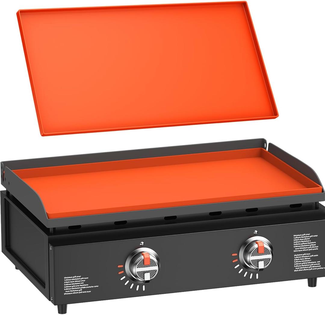 22" Silicone Griddle Mat Cover for Blackstone, Heavy Duty Silicone Cover, All Year Round Griddle Top Protective Mat for Black Stone Accessories (Orange-22 inch)