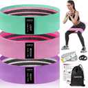 KANGFITER Non-Slip Fabric Resistance Bands for Working Out, Loop Exercise Bands for Booty Leg, Butt, Glute, Stretch Workout Bands for Women & Men, Hip Elastic Bands for Home Gym Fitness, Yoga, Pilates (Green, Pink, Purple 3 PCS)