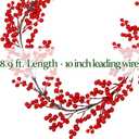 Lulu Home Red Berry Garland, 8.9FT Flexible Artificial Christmas Holly Berry Vine, Winter Berry Garland for Mantle Xmas Tree Window Door Hanging Indoor Outdoor Holiday Decoration (1)