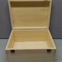 Frcctre Extral Large Unfinished Wooden Box, 13 x 10 x 6.5 inch Natural Unfinished Pine Wood Box with Hinged Lid and Front Clasp for DIY Craft Art Hobbies and Home Storage