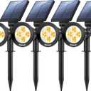 Nekteck 4 Pack Solar Lights,2-in-1 Outdoor Solar Spotlights Powered Adjustable Wall Light Landscape Lighting,Bright and Dark Sensing,Auto On/Off for Yard, Pathway, Walkway, Garden, Driveway (Warm White)