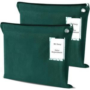 2 Pcs Interoffice Mailer Canvas Transit Sack Zipper Bag 18" x 14" Large Zipper Pouch with Grommet Interoffice Mail Bag (Green)