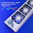 NEWDERY Cooling Fan for PS5, Upgraded 9-Blades & Larger Fan Quiet Cooler with Auto Speed, Extra USB3.0 Port & LED Light for PS5 Only, Not for PS5 Slim/Pro, White