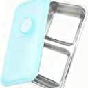 2 Pack Stainless Steel Snack Containers, Grab and Go Snack Containers Reusable, Double Compartment Food Storage Containers with Lids, Outdoor Camping and Daily Use (Double Compartment)