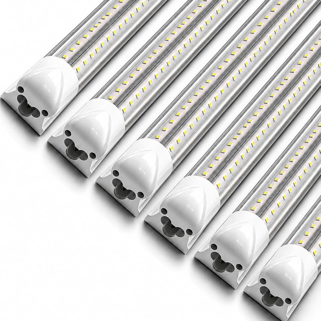 Brtstiun LED Shop Lights for Garage, 4FT Linkable Garage Ceiling Light, T8 5000K Daylight Plug in Hanging LED Light Fixture for Workshop, Warehouse, Basement, 6 Pack 45W 6300LM