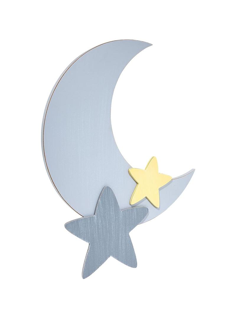 NoJo Little Love Separates Collection - 16 Weathered Grey Star and Moon Shaped Wall Art, Nursery, Bedroom or Playroom Dcor