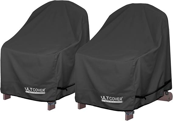 ULTCOVER Waterproof Patio Adirondack Chair Cover 2 Pack for Outdoor Chair Size Upto 32W x 35D x 36H inch (Black)