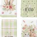 Artoid Mode Green Bunny Rabbit Ears Floral Leaves Easter Kitchen Towels Dish Towels, 18x26 Inch, Be Kind Seasonal Decoration Hand Towels, Set of 4