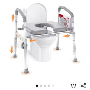 PopWise Toilet Seat Riser for Seniors, 500 lb Anti-Wobble Frame, Adjustable Height & Width Toilet Riser, Fits Most Standard & Elongated Toilets, Raised Toilet Seat with Handles