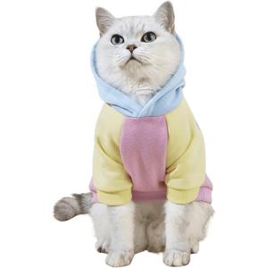 QWINEE Basic Dog Hoodie, Cat Apparel, Dog Shirt, Cat Jacket - Pink, Small to Large