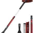 SEG Direct 42" Extendable Snow Brush and Ice Scraper with Telescoping Foam Grip, Heavy-Duty Snow Removal Tool for Car SUV RV Truck, Black and Red