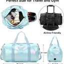 Gym Bag Sports Duffle Bag with Wet Pocket Weekender Overnight Bag with Waterproof Shoe Compartment for Girls Kids Women Travel Dance Yoga Workout Bag (Green)