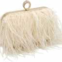 Women Ostrich Feather Purse Ostrich Tote Bag Fluffy Feather Purse Fringe Clutch Evening Handbag for Party Prom
