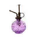 Hniuyun Glass Plant Mister Spray Bottle, 6.5inch Tall Vintage Round Spritzer with Bronze Plastic Top Pump for Watering Your Garden (Purple)