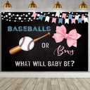 MEHOFOND 7x5ft Baseballs or Bows Gender Reveal Backdrop for Black Boy or Girl What Will Baby Be Decorations Banner Pink Bows Gender Reveal Baby Shower Photography Background Cake Table Supplies