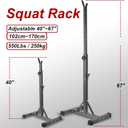 Adjustable Squat Rack Standard 550LBS Capacity 40-66 Inch Solid Steel Squat Stands Barbell Free-press Bench Home Gym Portable Dumbbell Racks Stands (Squat Rack)