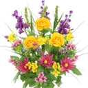 Admired By Nature 30 Stem Artificial flowers Morning Glory & Ranunculus Bush Spring Faux Flower Arrangement for Outdoor & Indoor Wedding home decor, Cemetery Decorations For Grave, Summer Mix (Large)