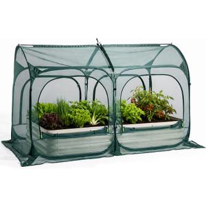 PORAYHUT All-in-One Raised Garden Bed and Crop Cage Net Kit, Metal Outdoor Planter Box with Protective Mesh Greenhouse Cover for Backyard Vegetables, Herbs, Flowers (6.56 * 3.3FT Raised Bed &Net)