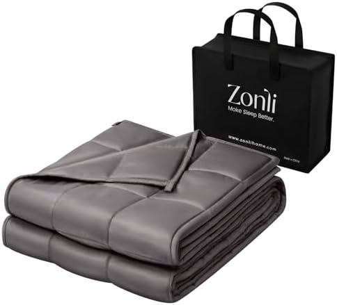 ZonLi Cooling Weighted Blanket (60"x80", 20lbs, Grey) Queen Size Bamboo-Derived Rayon Weighted Blanket for Adults, High Breathability Heavy Blanket, Soft Material with Premium Glass Beads