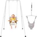 2 in 1 Baby Jumper with Toddler Swing, Baby Jumpers and Bouncers,Indoor Outdoor Toddler Swing Set, Cotton (White)