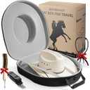 Cowboy Hat Box, Hard Shell Travel Case, Holds 2 Hats, Extra Large, Gray
Water-resistant shell and soft interior protect cowboy, fedora and Panama hats, with shoulder and luggage straps for travel