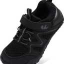 FEETCITY Kids Barefoot Shoes Boys Girls Sneakers Toddler Walking Shoes Kids Hiking Shoe Lightweight Outdoor Tennis Shoe (1 Big Kid, Black)