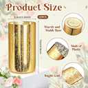 12 Pcs Gold Cylinder Vases for Centerpieces Mercury Vase Hurricane Vase Bulk Acrylic Round Wide Container for Flowers Home Office Wedding Table Decorations (6'')