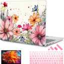 Mektron 2023 Microsoft Surface Laptop GO 3 Case 12.4" Compatible with Go 2/1 Laptop Cover 2022-2020 Releases Model 1943/2013 Plastic Hard Shell Case with Screen Protector, Colorful Floral