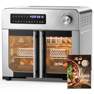 OSTBA French Door Air Fryer Toaster Oven Combo, 102 Recipes & 7 Accessories Extra Large Airfryer Convection Oven Countertop 10-in-1, 30% Faster 90% Less Oil, Stainless Steel, 24 QT