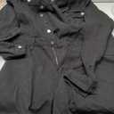 Long sleeve overallsl type one piece women's denim short. XL -Black