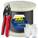 550FT 1/8" Black Stainless Steel Cable,T316 Wire Rope Cable for Deck Cable Railing Kit, Black Stainless Steel Cable Railing with Cutter, 7x7 Strands Construction Braided Stainless Wire with Cutter