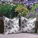 Black and White Outdoor Pillow Covers 18x18 Inch Waterproof Farmhouse Square Decorative Throw Pillows Covers for Patio Couch Floral Pattern Sofa Tent Pillowcases Set of 2