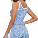PrinStory Womens Pajamas Set Summer 2 Piece Pajama Sleeveless Tank and Shorts Soft Pj Sets with Pockets (Blue, XL)
