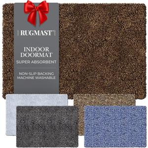 Premium Microfiber Indoor Door Mat  36"x60" Washable Entry Mat, Non-Slip, Waterproof Backing, Super Absorbent, Low Profile Entryway Doormat for Indoor Entrance (Brown/Dark Brown Fibers)