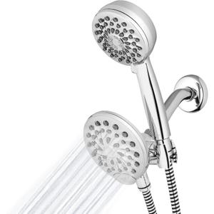 Waterpik One-Touch Dual 2-in-1 Shower System With Rain Shower Head and 7-Mode Hand Held Shower Head, Chrome XPB-133E-763E PowerPulse Chrome 8 Settings Showerhead Combo 1.8 gpm
