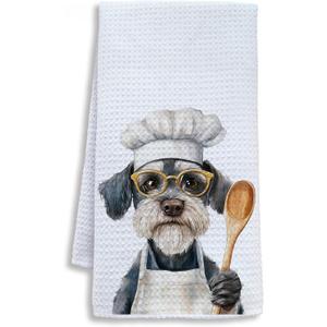 Funny Schnauzer Dog Kitchen Towels, Schnauzer Gifts for Women Men Dish Tea Towels for Kitchen, Dog Lovers Mom Dad Owner Gifts Decorative Hand Towels, 16x24 Inch
