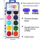 Watercolor Paint Set for Kids, 12 Colors, 24 Pack Washable Water Colors for Party Favors, Gifts, Classroom Supplies (Wood Brushes Included), 1 Count
